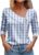 Girls Tops Spring 2024 Lengthy Sleeve V Neck Free Shirts Plaid Print Uneven Button Blouses Enterprise Informal Tunic