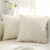 decorUhome Decorative Throw Pillow Covers 18×18, Soft Plush Faux Wool Couch Pillow Covers for Home, Set of 2, Beige