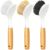 Holikme 3 Pack Dish Brush Set with Bamboo Deal with, Kitchen Scrub Brush for Cleansing Dish, Pot, Sink and Range, Skillet Scrubber with Robust Bristles for Forged Iron Grill Pan, Yellow White Black