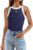 ZESICA Womens 2024 Summer time Sleeveless Tank Tops Ribbed Excessive Neck Racerback Slim Fitted Coloration Block Informal Shirts