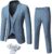 WULFUL Men’s Slim Fit Suit One Button 3-Piece Blazer Dress Business Wedding Party Jacket Vest & Pant