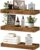 QEEIG Floating Cabinets for Wall Toilet Shelf Bed room Kitchen Farmhouse Small E-book Shelf 16 inch Set of three, Rustic Brown (015-BN3)