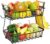 ANTOPY 2 Tier Fruit Basket with 2 Banana Hangers, Countertop Fruit Vegetable Basket Bowl for Kitchen Counter Steel Wire Storage Basket Fruits Stand Holder Organizer for Bread Snack Veggies Produce