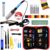 Soldering Iron Package – 60W Soldering Iron Adjustable Temperature, Solder Wire, Tweezers, Soldering Iron Stand, 5 pcs Solder Ideas, Desoldering Pump, Solder Wick, Heatshrink Tubes [110 V, US Plug]