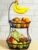 2-Tier Fruit Basket Bowl Stackable Vegetable Storage with Banana Tree Hanger Stand for Kitchen Countertop, Metallic Wire Basket for Bread Onions Potatoes Black